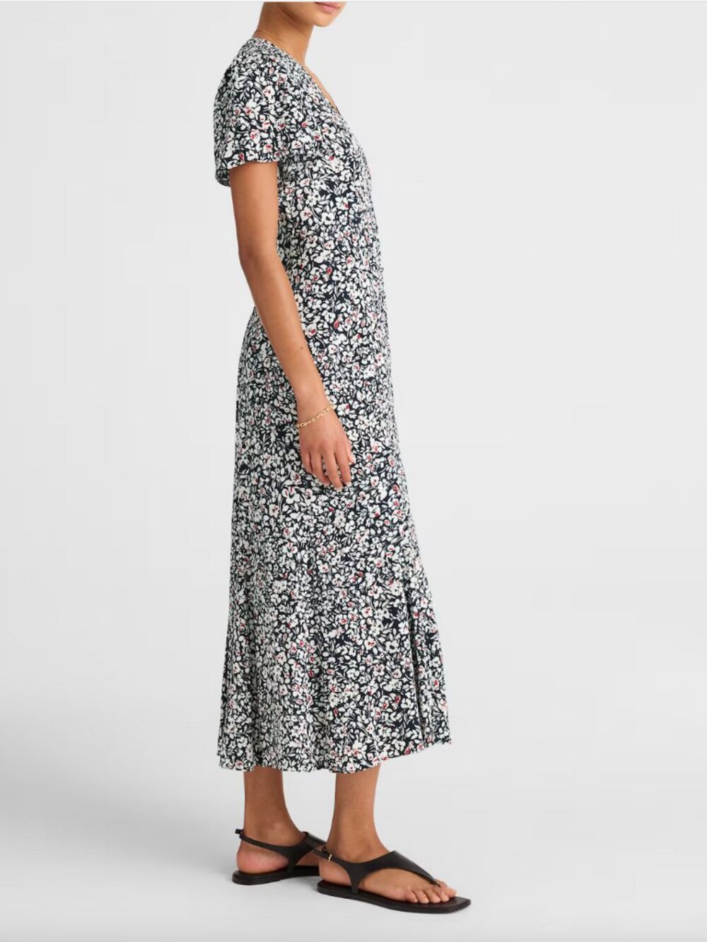 Madewell Button-Front Flutter-Sleeve Midi Dress in Floral NWT - Picture 3 of 6